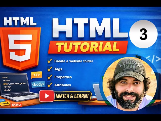 3- HTML Tutorial for Beginners | Create First Website using VS Code | Arabic & English Audio Track