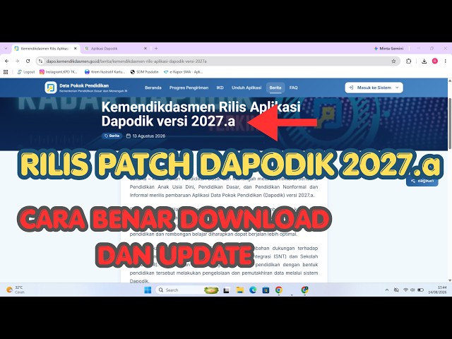 DAPODIK 2027.a PATCH RELEASE | How to correctly download and update the Dapodik 2027.a patch