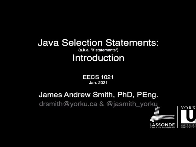 Class: Selection Statements in Java -- Introduction