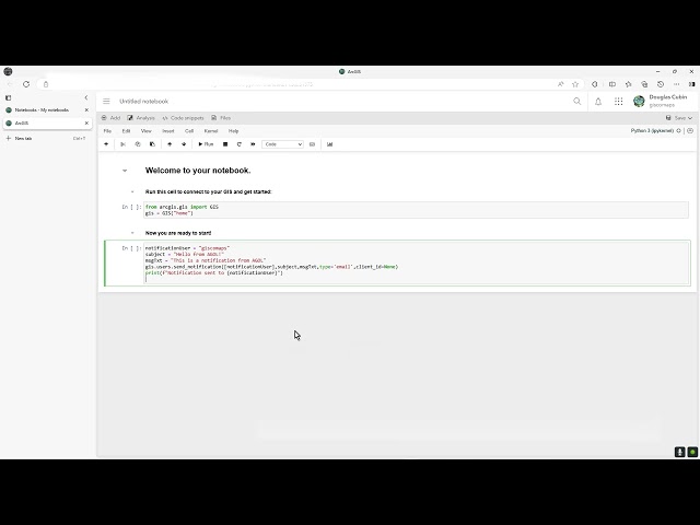 ArcGIS OnLine Send Notifications (emails) via Notebook