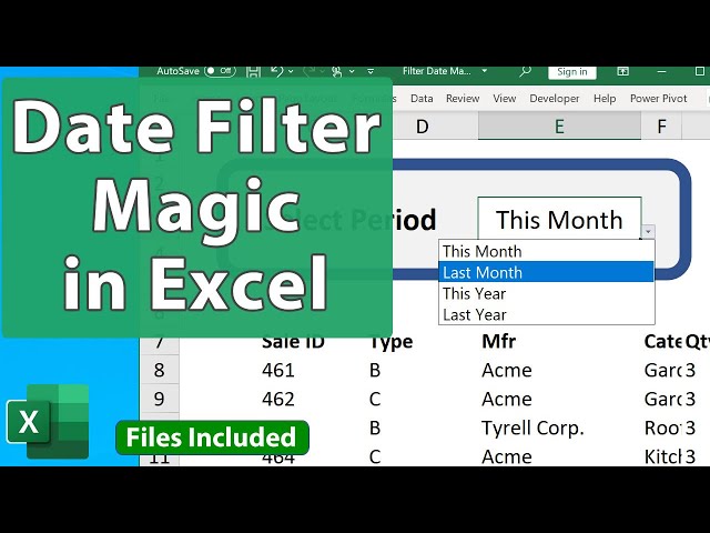 Excel Date Filter Magic - Last Month, This Month, YTD & More + Awesome Interface