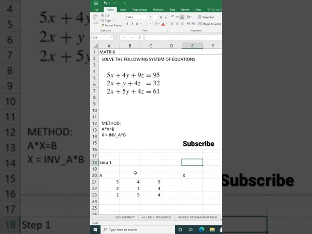 Simultaneous equations matrix #excel #exceltips #exceltutorial #subscribe #trending