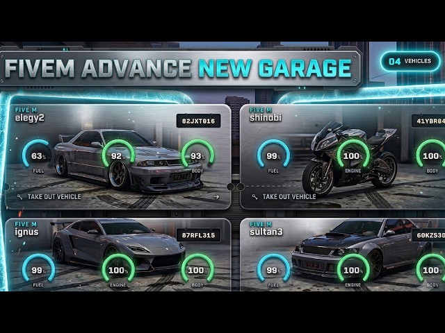 [FREE] 🤯 Advanced Garage System | Modern UI & Vehicle Status | ESX/QBCore | MJ DEVELOPMENT