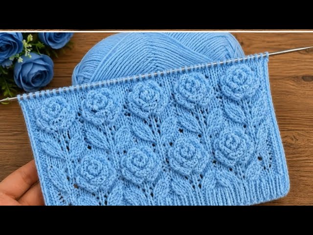 Beautiful 3D Rose Knitting Design for Women's Cardigan