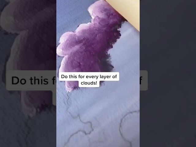 how to paint clouds on canvas |quick tutorial with acrylic paint #shorts