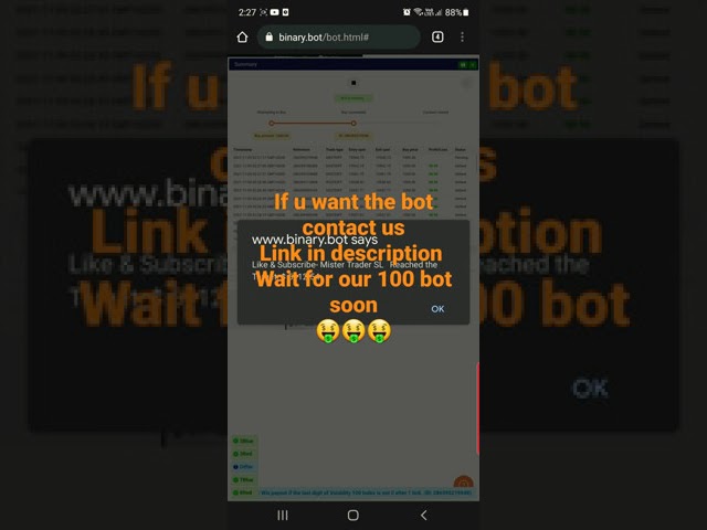 binary.com digit differ bot less than 10 minutes and 5000 dollars profits 9-11-2021..aggressive test