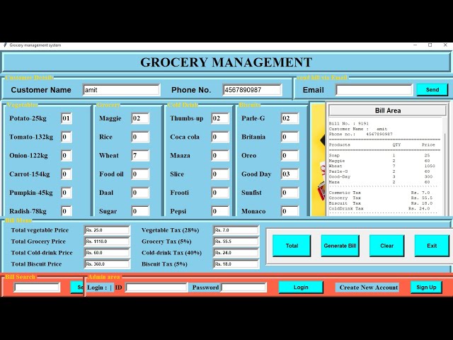 PYTHON PROJECT IDLE GROCERY MANAGEMENT SYSTEM // grocery biling system//