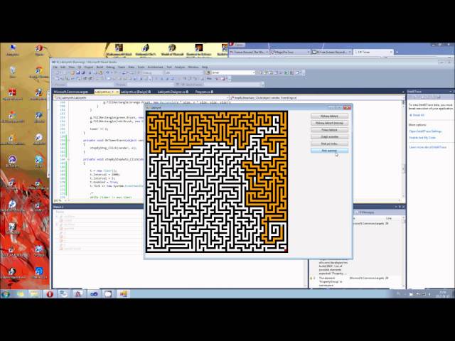 A* algorithm solving random mazes.
