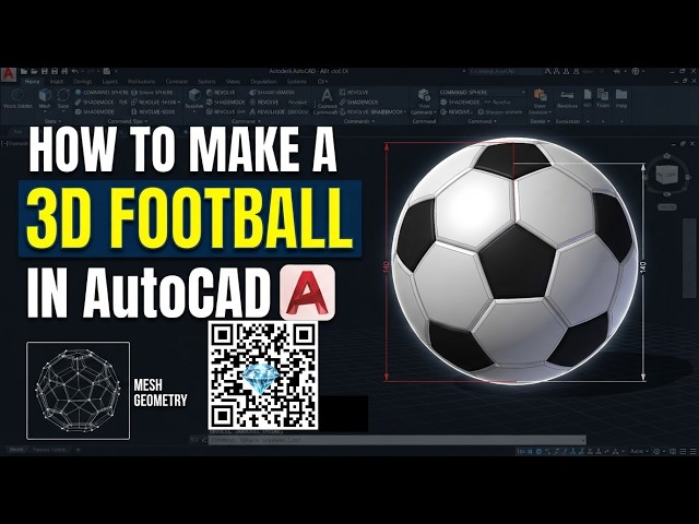 How to Draw a 3D Football in AutoCAD | AutoCAD 3D Tutorial: Make a Football in 10 Minutes #Football