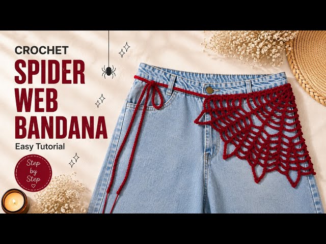 Crochet Spider Web Bandana 🕷️ | Easy Step-by-Step Tutorial