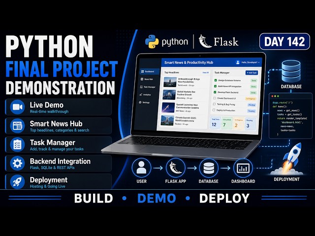 Python Final Project Demonstration | Smart News & Productivity Hub | Flask Project Showcase |Day 138