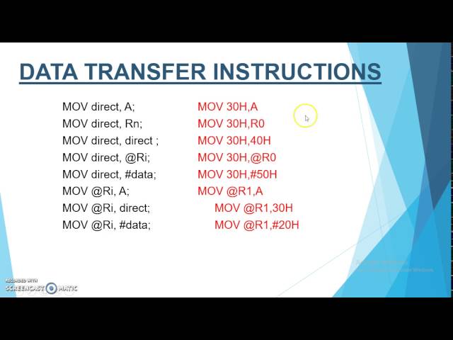 OER2 Data transfer instruction set of 8051