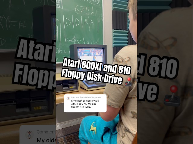 Atari 800XL computer and 810 floppy disk drive loading Sticky Bear: Retro Computer ASMR #retrogaming