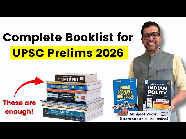 Minimum Booklist for UPSC CSE Prelims 2026 | Booklist for IAS Exam