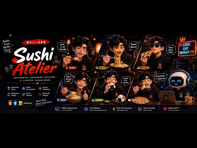 I Built a Modern Sushi Restaurant Website with HTML, CSS & JavaScript 🍣 | @Bedimcode