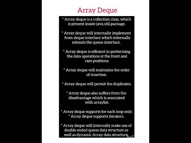 Array Deque #Arraydeque #CollectionFramework