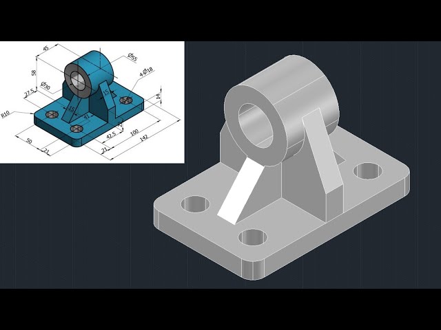 AutoCAD 3D Mechanical Drawing-8 | Practice Drawing | Part Design