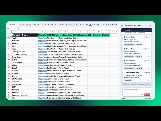 Automate market research with the Agent - GPT for Sheets