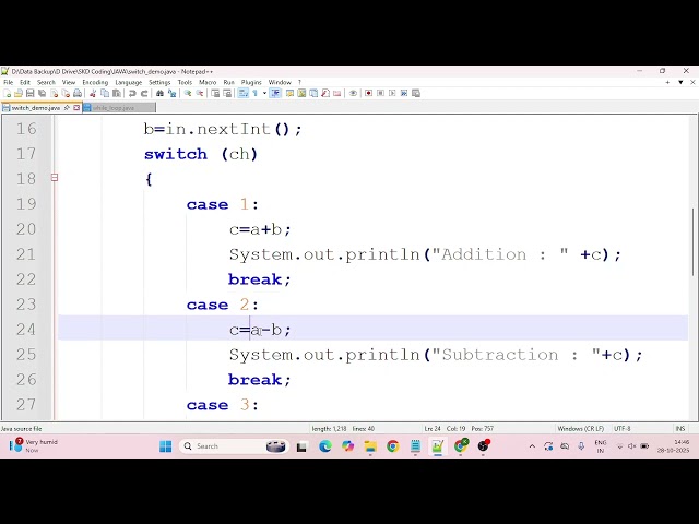 JAVA FOR BEGINNERS | SWITCH CASE | IN TAMIL