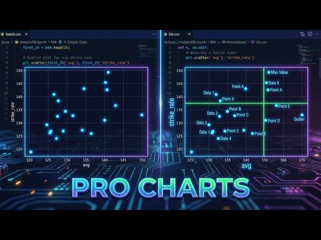 Python Matplotlib Tutorial | Annotate Scatter Plot, Subplots, axhline() & axvline() | Urdu / Hindi