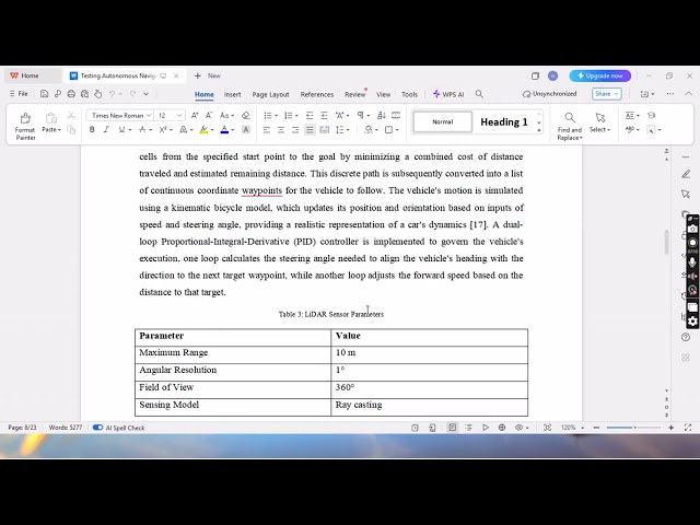 Autonomous Navigation Simulation in Dynamic Environments using MATLAB