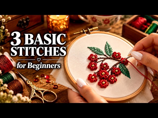Stitch Beautiful Flowers in Minutes (3 Basic Stitches)