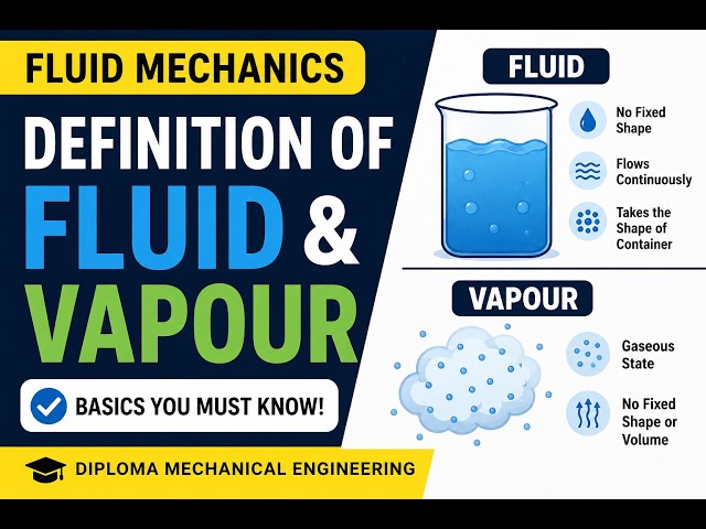 Definition of Fluid and Vapour | Fluid Mechanics Basics | Diploma Mechanical Engineering