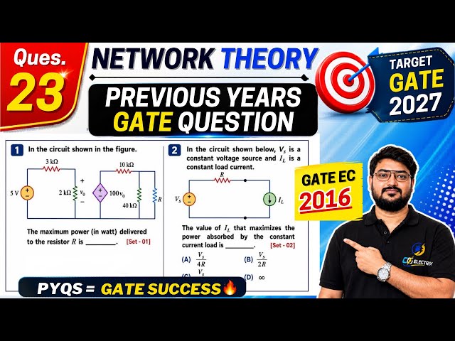🔥Maximum Power Transfer GATE PYQs | EC 2016 PYQ | Network Theory Previous Year Questions |#gate2027 
