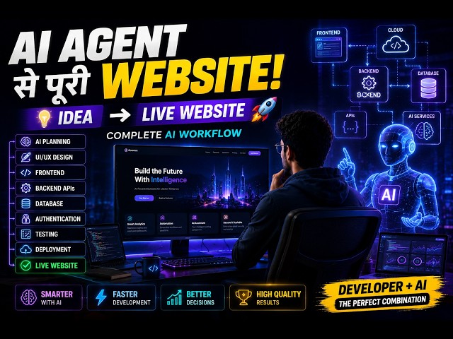 AI Agent से पूरी Website कैसे बनाएं? 🤖 | Idea से Live Website तक Complete AI Workflow