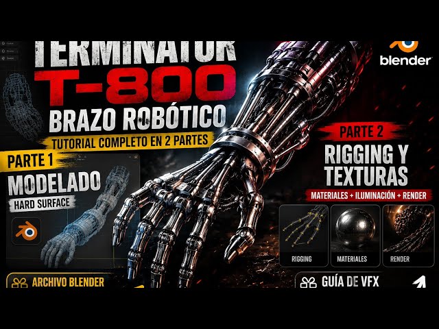 🦾 Modelé el Brazo de Terminator en Blender (Paso a Paso)
