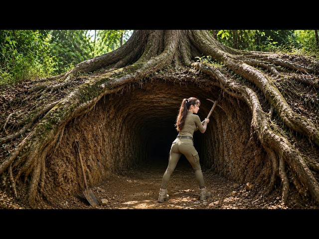 180 Days Transforming a Giant Tree into a Secret Underground Shelter | Bushcraft
