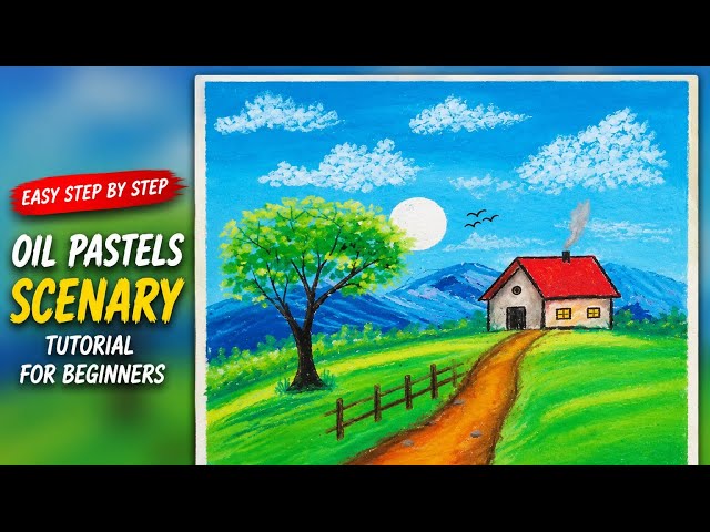 Easy Oil Pastels Scenary Drawing Tutorial For Beginners || #pastel #art #drawing #oilpastel #scenery