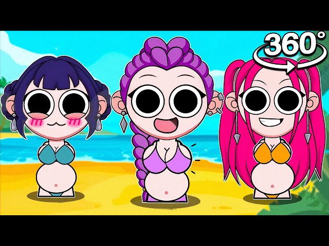 SPRUNKI PREGNANT HUNTR/X On The Beach React In 360! | Kpop Demon Hunters