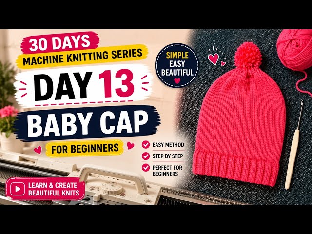 Machine Knitting Baby Cap Tutorial for Beginners | Easy Newborn Cap | Day-13 S