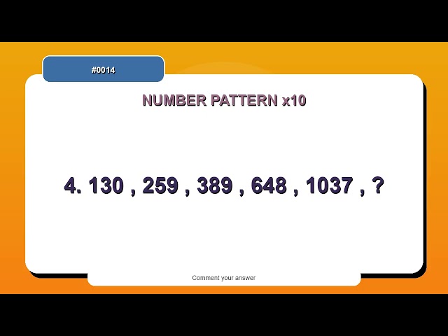 Number Pattern Challenge #0014 | 10 Number Pattern Practice Questions