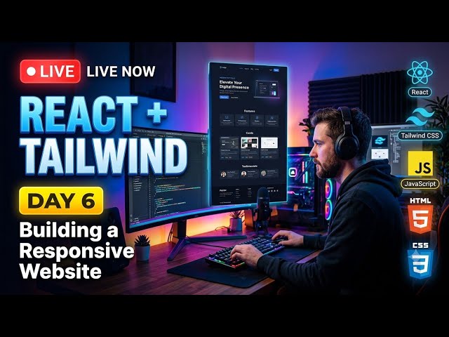 🔴 LIVE | React + Tailwind CSS Web Page 🚀 | Day 6 | Live Coding & UI Development