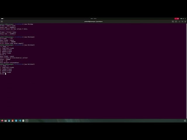 Demo Aplikasi Manajemen Produk Java OOP dan MySQL (CRUD, Polymorphism, JDBC)