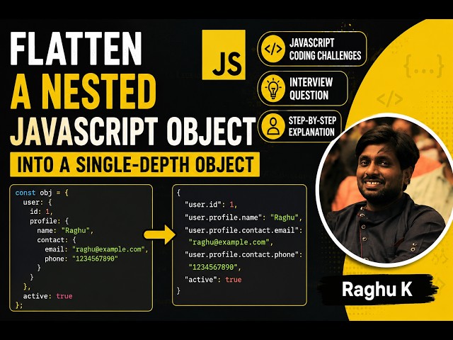 Flatten a nested JavaScript Object into a single-depth Object ?||✅ JavaScript  coding challenges 🏆