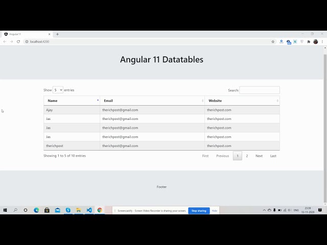 Angular 11 Datatable Working Demo