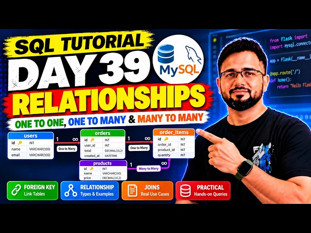 Flask Tutorial #39 - SQL Relationships | Primary Key, Foreign Key & JOINs