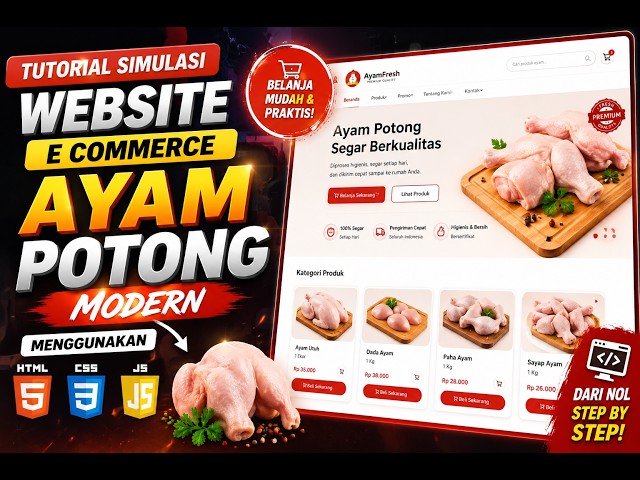 Tutorial Simulasi  Website E Commerce Ayam Potong Modern Menggunakan HTML CSS JavaScript