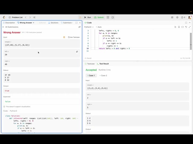 Check If All The Integers In a Range Are Covered