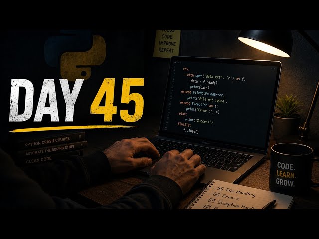 Day 45: Python File Handling, Errors & Exception Handling Complete Revision |