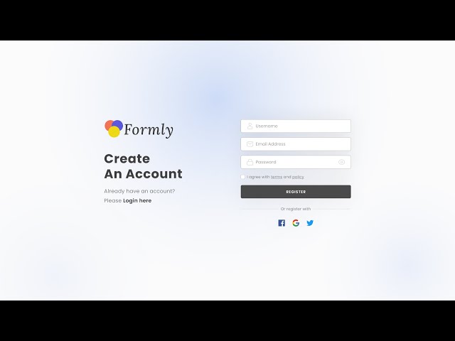 Create Login and Registration Form using HTML, CSS & JS