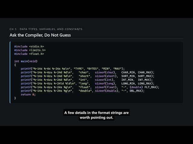 C Programming #56 — A Worked Example: Every Type on Your Machine