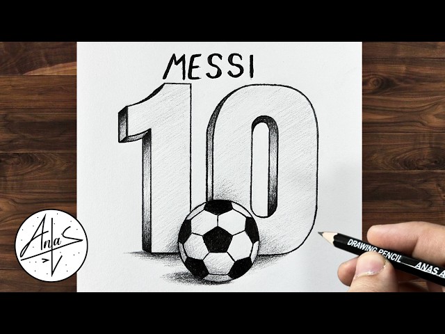 Messi 10 Easy 3D Drawing | 3D Lionel Messi Number 10 Drawing | Easy Pencil Sketch Tutorial