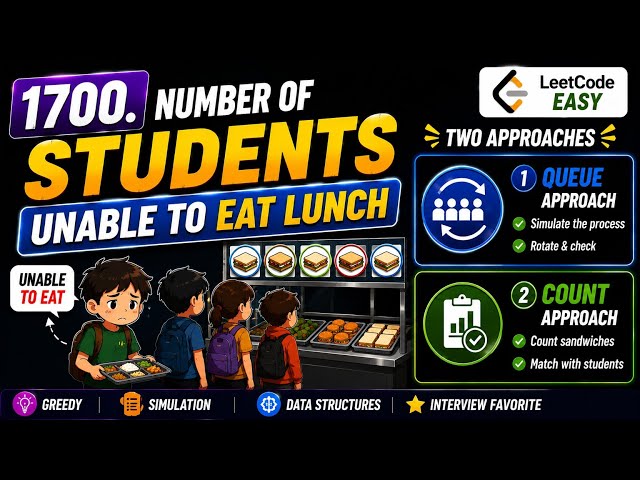 1700. Number of Students Unable to Eat Lunch 🚀 Queue vs Count Approach