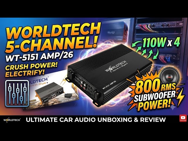 Worldtech WT-5151 5-Channel Amp Review | 110W \times 4 + 800 RMS Subwoofer Power! 🔥