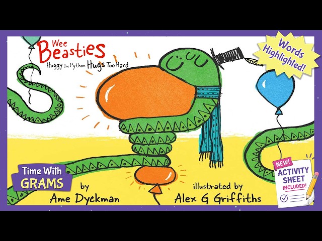 Read Along for Kids/ Wee Beasties - Huggy the Python Hugs Too Hard (with Activity Sheet)