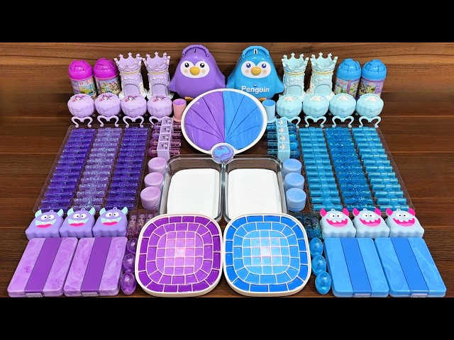 Satisfying Slime Mixing: Purple VS Blue Glossy ASMR